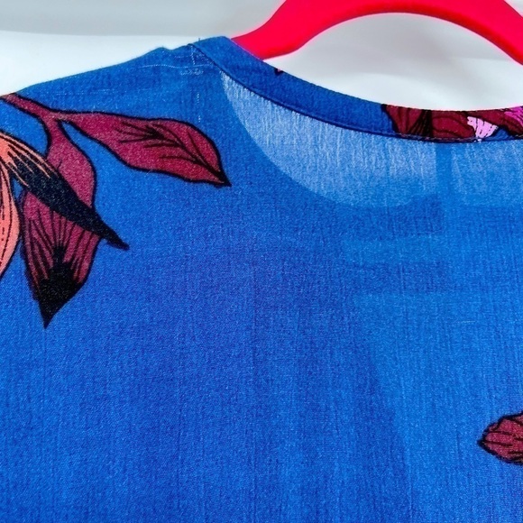 FREE PEOPLE S Tree Swing Tunic Top Mini Dress Blue Floral Cutout Flowy Boho XS - Picture 16 of 16